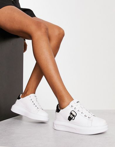 Kapri Ikonic - Sneakers in pelle bianche con suola con plateau e finiture nere-Bianco - Karl Lagerfeld - Modalova