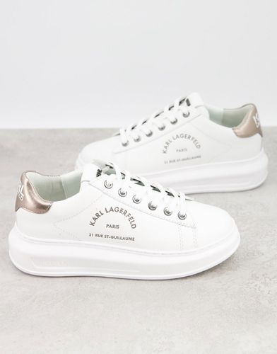 Maison - Sneakers in pelle con plateau bianche con linguetta argento-Bianco - Karl Lagerfeld - Modalova