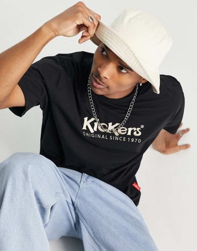 Core - T-shirt nera con logo ricamato-Nero - Kickers - Modalova