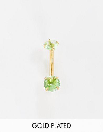 Barretta per ombelico in acciaio inossidabile placcato oro con cristalli verdi - Kingsley Ryan - Modalova