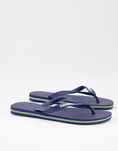 Brasil - Infradito blu navy con logo - Havaianas - Modalova