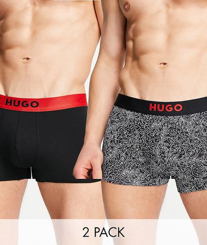 Hugo - Confezione da 2 boxer aderenti neri e con stampa-Nero - HUGO Bodywear - Modalova