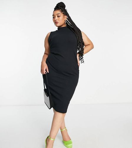 I Saw It First Plus - Vestito midi fasciante nero senza maniche - I Saw It First Curve - Modalova