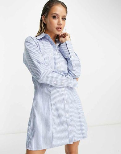 Vestito camicia corto blu a righe - In The Style - Modalova