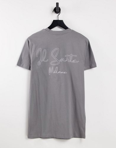 T-shirt grigia con stampa sulla schiena-Grigio - Il Sarto - Modalova