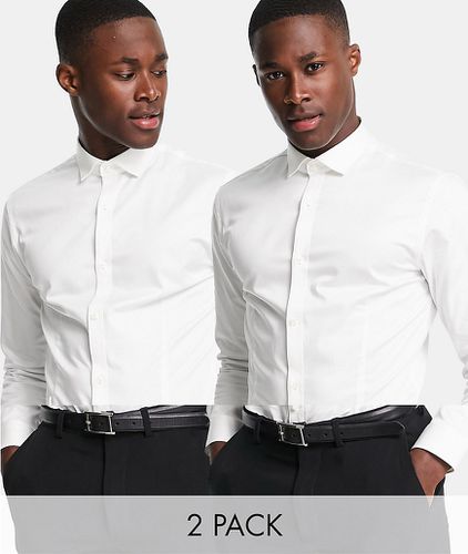 Premium - Confezione da 2 camicie eleganti in popeline bianco con colletto alla francese - Jack & Jones - Modalova