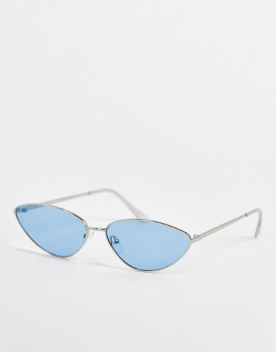 Occhiali da sole cat-eye con montatura argento e lenti blu - Jeepers Peepers - Modalova