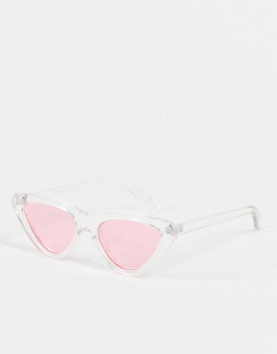 Occhiali da sole cat-eye con montatura trasparente e lenti rosa - Jeepers Peepers - Modalova