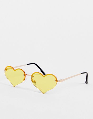 Occhiali da sole a forma di cuore senza bordo color giallo - Jeepers Peepers - Modalova