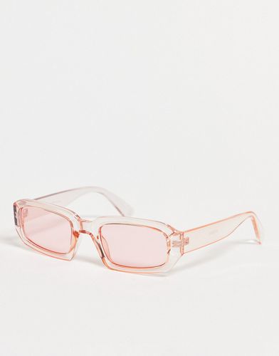 Occhiali da sole rettangolari rosa chiaro con lenti tono su tono - Jeepers Peepers - Modalova