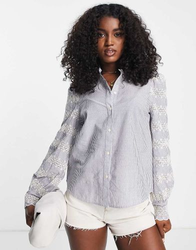 Blusa in cotone blu a righe con ricami - LBLUE - Other Stories - Modalova