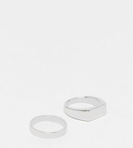 Confezione da 2 anelli con sigillo e a fascia-Argento - LOST SOULS - Modalova