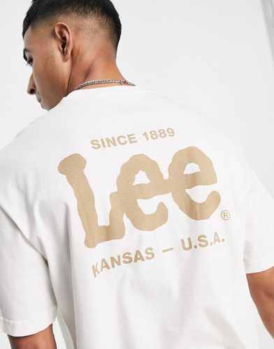 T-Shirt ampia color écru con stampa con logo-Bianco - Lee - Modalova