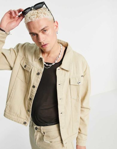 Giacca trucker oversize di jeans bianco sporco in coordinato-Neutro - Liquor N Poker - Modalova