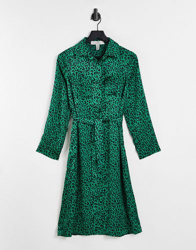 Vestiti chemisier midi allacciato in vita verde con stampa leopardata-Multicolore - Liquorish - Modalova