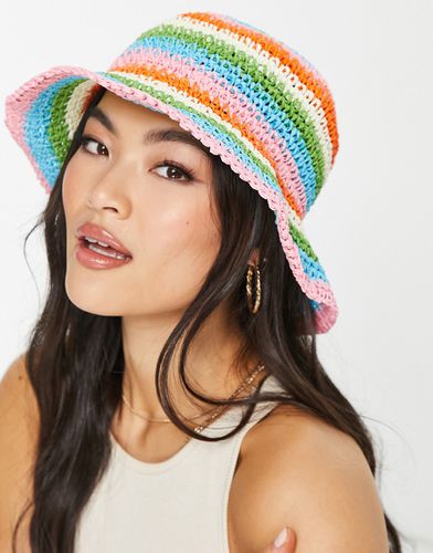 Cappello di paglia stile uncinetto multicolore arcobaleno - Mango - Modalova