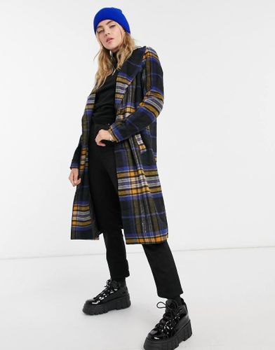 Cappotto lungo sartoriale a quadri blu navy-Nero - Noisy May - Modalova