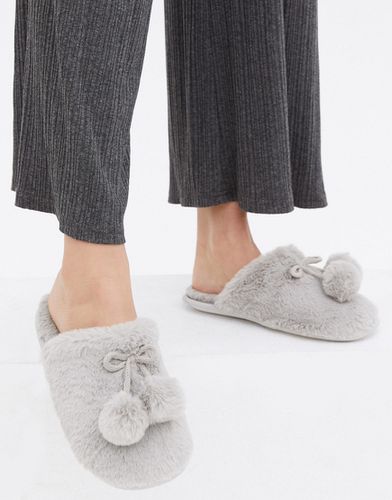 Pantofole stile sabot in pelliccia sintetica grigie - New Look - Modalova
