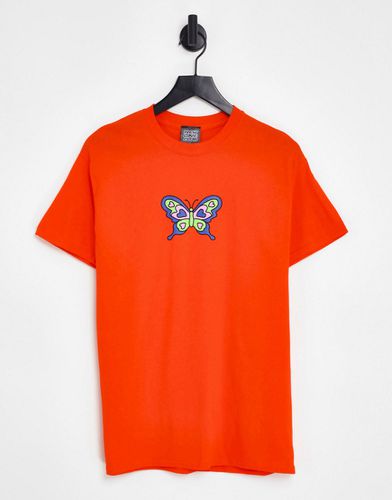 T-shirt oversize arancione con farfalla stampata - New Love Club - Modalova