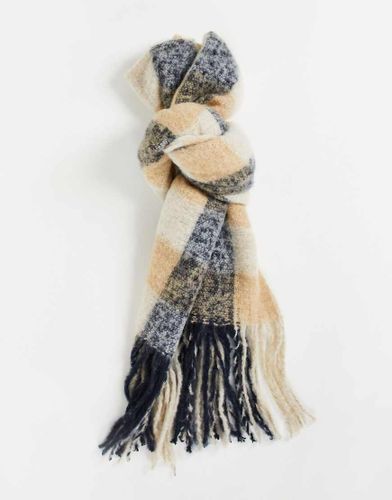Sciarpa oversize a quadri beige e blu navy-Multicolore - Selected Homme - Modalova