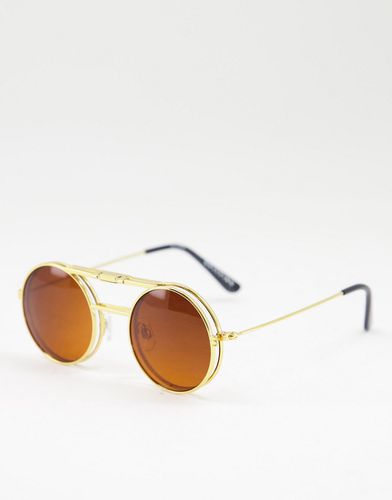 Lennon - Occhiali da sole rotondi ribaltabili color oro con lenti marroni - Spitfire - Modalova