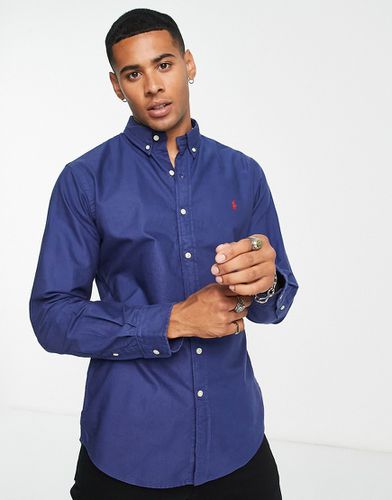 Camicia Oxford slim fit tinta in capo blu navy chiaro - Polo Ralph Lauren - Modalova