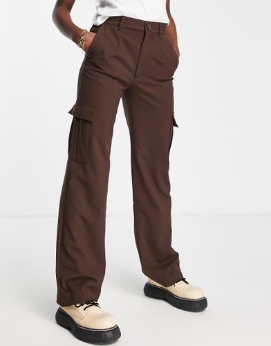 Pantaloni cargo dritti a vita alta marroni-Marrone - Pull & Bear - Modalova