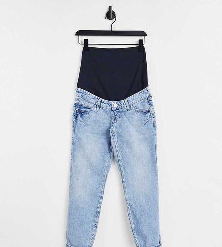 Mom jeans azzurri con fascia sul pancione-Blu - River Island Maternity - Modalova