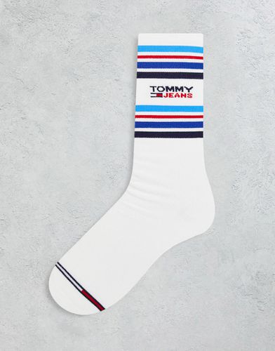 Calzini sportivi in misto cotone bianchi a righe con logo - WHITE-Bianco - Tommy Jeans - Modalova