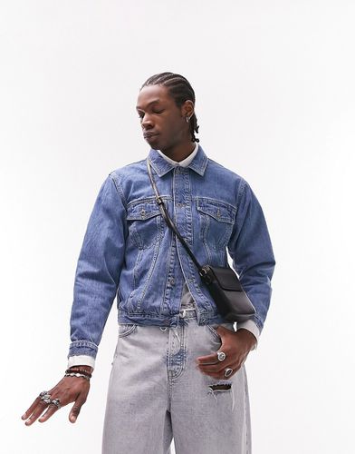 Giacca di jeans western lavaggio chiaro vestibilità classica - Topman - Modalova
