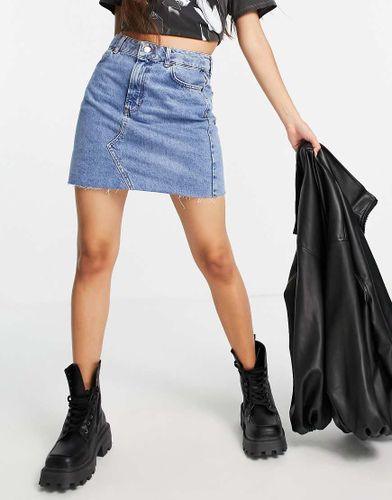 Gonna di jeans a vita alta blu medio - Topshop - Modalova