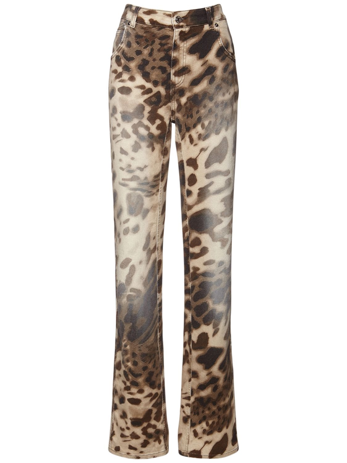 Jeans In Denim Di Cotone Stampa Leopard - BLUMARINE - Modalova