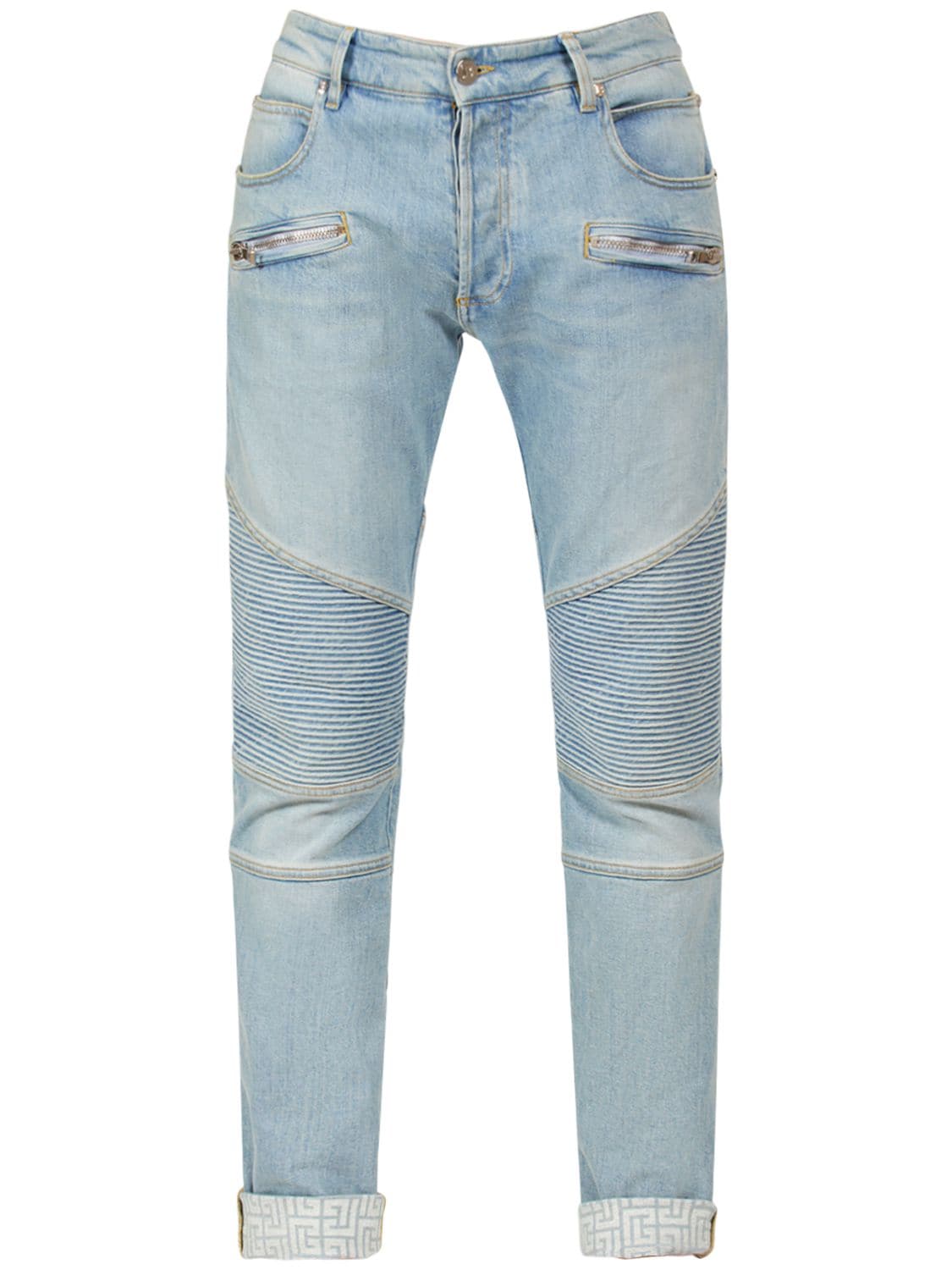 Jeans Slim Fit In Denim Di Cotone Con Logo - BALMAIN - Modalova