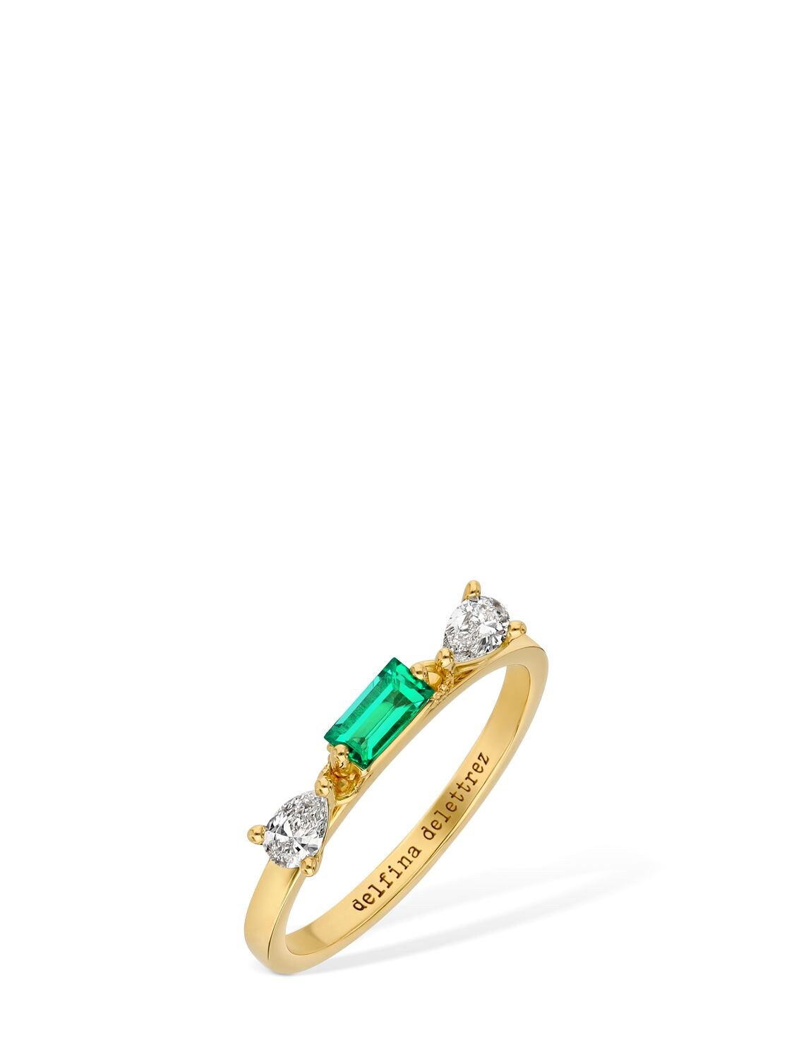 Anello In Oro 18kt Con Diamanti E Smeraldo - DELFINA DELETTREZ - Modalova