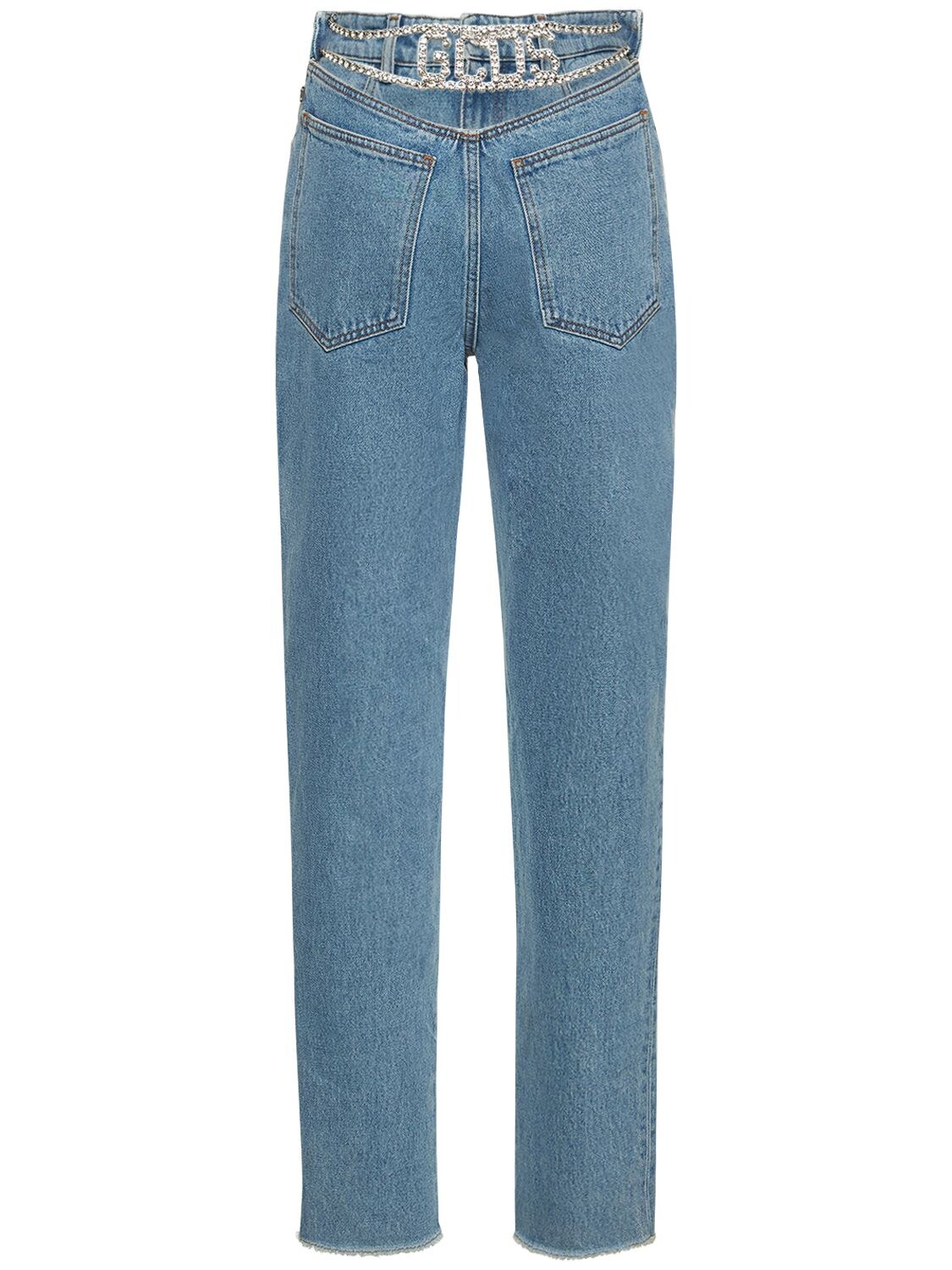 Jeans In Denim Di Cotone Con Decorazioni - GCDS - Modalova