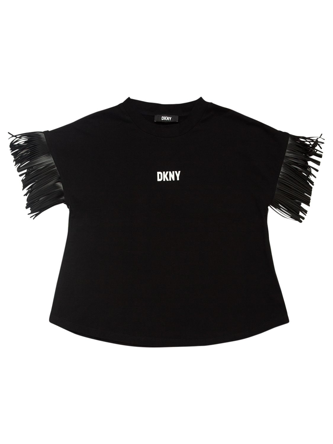 T-shirt In Jersey Di Cotone Con Frange - DKNY - Modalova