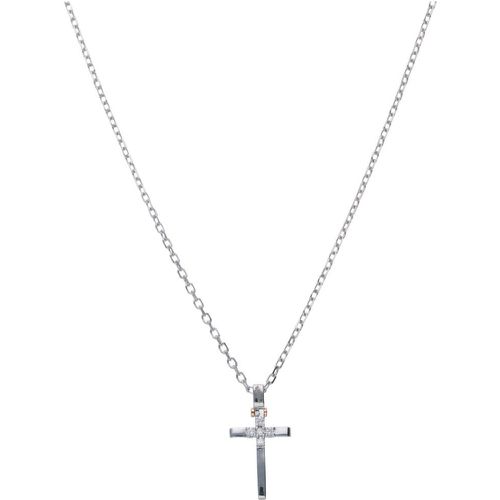 Collana con pendente croce da uomo in oro bianco e rosa - BARAKA' - Modalova