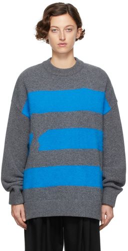 Grey & Blue Crooked Stripe Crewneck Sweater - ADER error - Modalova