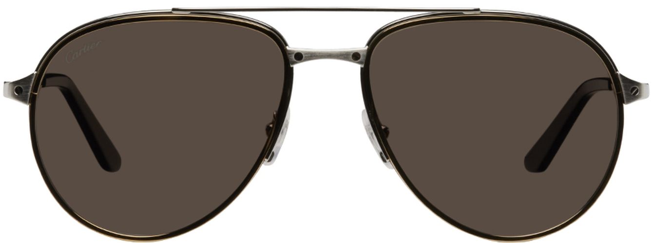 Silver & Gold Santos De Aviator Sunglasses - Cartier - Modalova
