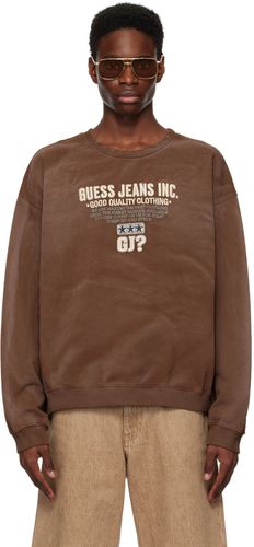 Brown Script Sweatshirt - Guess Jeans U.S.A. - Modalova