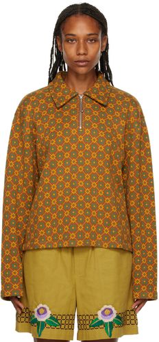 Bode Brown Floral Half-Zip Sweater - Bode - Modalova