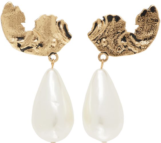 Erdem Gold Pearl Drop Earrings - Erdem - Modalova