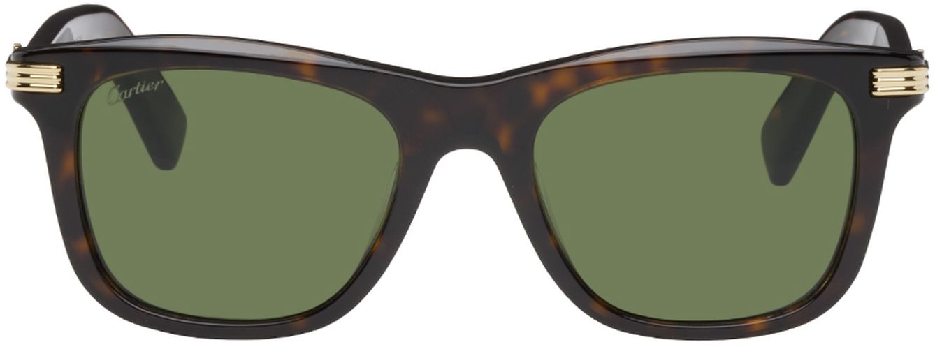 Tortoiseshell Rectangular Sunglasses - Cartier - Modalova