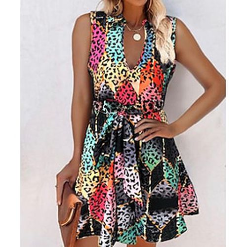 Women's Short Mini Dress A Line Dress Rainbow Sleeveless Print Print Color Block V Neck Summer Casual 2022 S M L XL XXL - Ador IT - Modalova