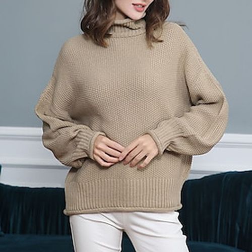 Women's Jumper Crochet Knit Knitted Turtleneck Solid Color Outdoor Daily Stylish Casual Winter Fall Green Black S M L / Long Sleeve / Regular Fit / Going out - Ador IT - Modalova