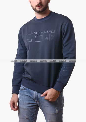 Felpa uomo blu scuro logo all over maniche - Armani Exchange - Modalova